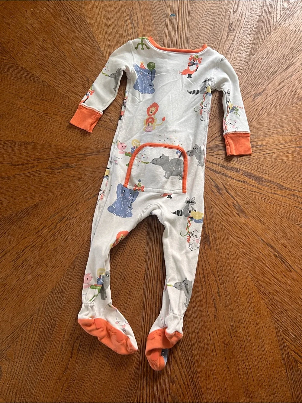 TBBC | Kids White Animal-Print One-Piece Pajamas with Orange Accents